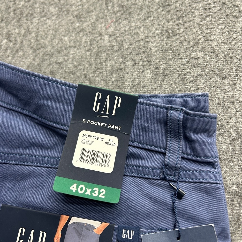 Gap 5 Pocket Pants Mens‎ 40x32 Indigo Blue Stretch Slim Soft Twill Classic - Picture 3 of 7